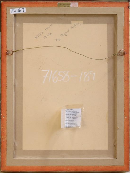 Pegaret Anthony (neé Keeling) (1915-2000) Portrait of Nellie Hawes playing cards 13.5 x 9.5in.